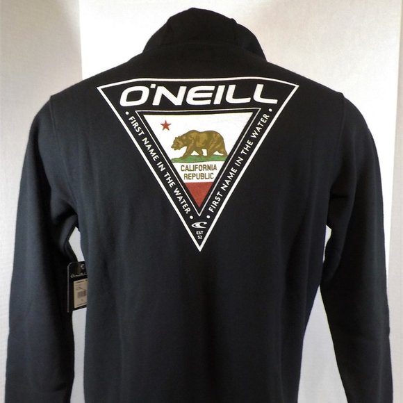 O'Neill Men's Hooded Pull Over California Flag Black Sweatshirt Size Small NWT - Picture 1 of 5